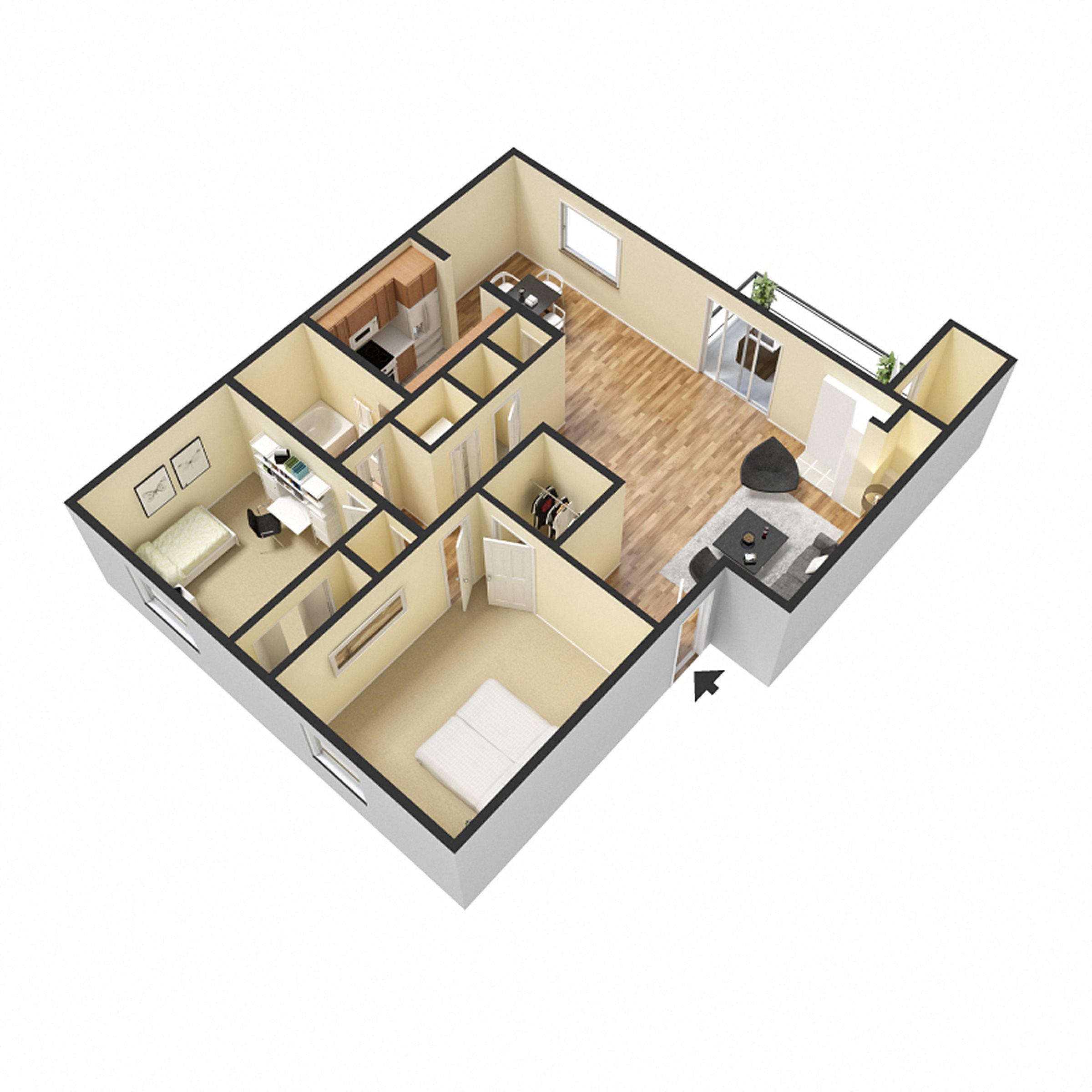 2 Bedroom Apartment Floor Plan 4